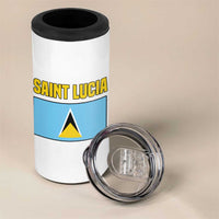 Saint Lucia Modern Tribal Crest Design 4 in 1 Can Cooler Tumbler with Flag Colors and Bold Text Layout - Wonder Print Shop