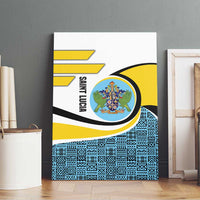 Saint Lucia Modern Tribal Crest Design Canvas Wall Art with Flag Colors and Bold Text Layout - Wonder Print Shop