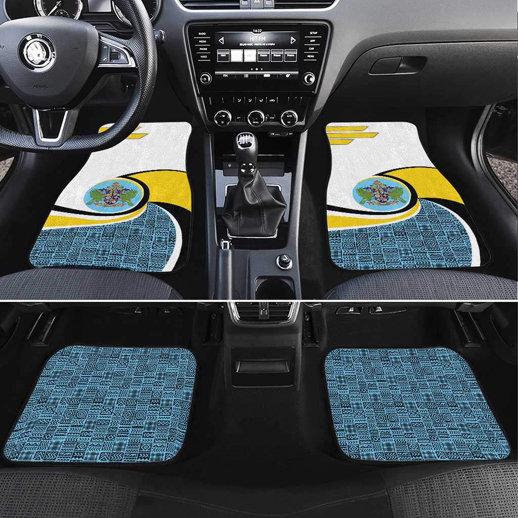 Saint Lucia Modern Tribal Crest Design Car Mats with Flag Colors and Bold Text Layout - Wonder Print Shop
