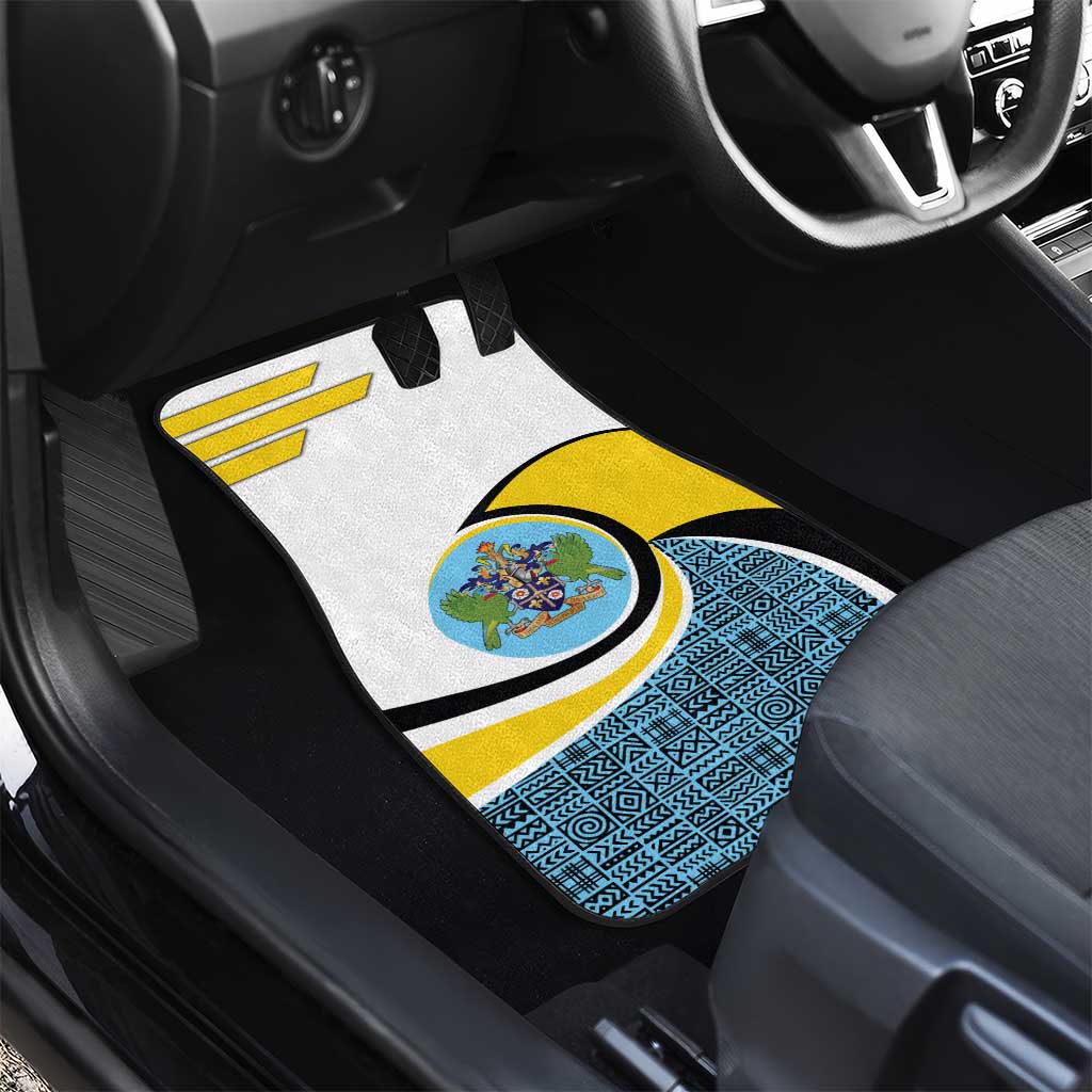 Saint Lucia Modern Tribal Crest Design Car Mats with Flag Colors and Bold Text Layout - Wonder Print Shop