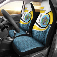 Saint Lucia Modern Tribal Crest Design Car Seat Cover with Flag Colors and Bold Text Layout - Wonder Print Shop