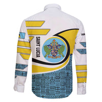 Saint Lucia Modern Tribal Crest Design Family Matching Mermaid Dress and Hawaiian Shirt with Flag Colors and Bold Text Layout - Wonder Print Shop