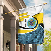 Saint Lucia Modern Tribal Crest Design Garden Flag with Flag Colors and Bold Text Layout - Wonder Print Shop