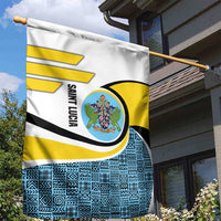 Saint Lucia Modern Tribal Crest Design Garden Flag with Flag Colors and Bold Text Layout - Wonder Print Shop
