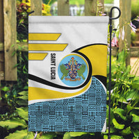 Saint Lucia Modern Tribal Crest Design Garden Flag with Flag Colors and Bold Text Layout - Wonder Print Shop