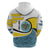Saint Lucia Modern Tribal Crest Design Hoodie with Flag Colors and Bold Text Layout - Wonder Print Shop