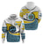 Saint Lucia Modern Tribal Crest Design Hoodie with Flag Colors and Bold Text Layout - Wonder Print Shop