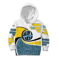 Saint Lucia Modern Tribal Crest Design Kid Hoodie with Flag Colors and Bold Text Layout - Wonder Print Shop
