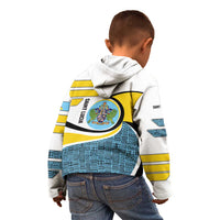 Saint Lucia Modern Tribal Crest Design Kid Hoodie with Flag Colors and Bold Text Layout - Wonder Print Shop