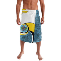 Saint Lucia Modern Tribal Crest Design Lavalava with Flag Colors and Bold Text Layout - Wonder Print Shop