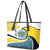 Saint Lucia Modern Tribal Crest Design Leather Tote Bag with Flag Colors and Bold Text Layout - Wonder Print Shop