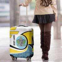 Saint Lucia Modern Tribal Crest Design Luggage Cover with Flag Colors and Bold Text Layout - Wonder Print Shop