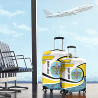 Saint Lucia Modern Tribal Crest Design Luggage Cover with Flag Colors and Bold Text Layout - Wonder Print Shop