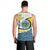 Saint Lucia Modern Tribal Crest Design Men Tank Top with Flag Colors and Bold Text Layout - Wonder Print Shop