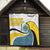 Saint Lucia Modern Tribal Crest Design Quilt with Flag Colors and Bold Text Layout - Wonder Print Shop