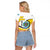 Saint Lucia Modern Tribal Crest Design Raglan Cropped T Shirt with Flag Colors and Bold Text Layout - Wonder Print Shop