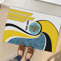Saint Lucia Modern Tribal Crest Design Rubber Doormat with Flag Colors and Bold Text Layout - Wonder Print Shop
