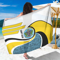 Saint Lucia Modern Tribal Crest Design Sarong with Flag Colors and Bold Text Layout - Wonder Print Shop