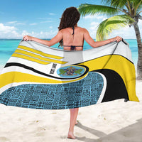 Saint Lucia Modern Tribal Crest Design Sarong with Flag Colors and Bold Text Layout - Wonder Print Shop