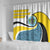 Saint Lucia Modern Tribal Crest Design Shower Curtain with Flag Colors and Bold Text Layout - Wonder Print Shop