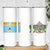 Saint Lucia Modern Tribal Crest Design Skinny Tumbler with Flag Colors and Bold Text Layout - Wonder Print Shop