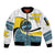Saint Lucia Modern Tribal Crest Design Sleeve Zip Bomber Jacket with Flag Colors and Bold Text Layout - Wonder Print Shop