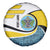 Saint Lucia Modern Tribal Crest Design Spare Tire Cover with Flag Colors and Bold Text Layout - Wonder Print Shop
