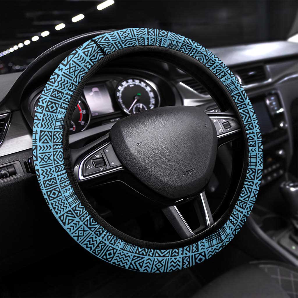 Saint Lucia Modern Tribal Crest Design Steering Wheel Cover with Flag Colors and Bold Text Layout - Wonder Print Shop