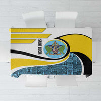 Saint Lucia Modern Tribal Crest Design Tablecloth with Flag Colors and Bold Text Layout - Wonder Print Shop
