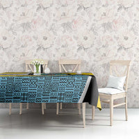 Saint Lucia Modern Tribal Crest Design Tablecloth with Flag Colors and Bold Text Layout - Wonder Print Shop