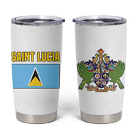 Saint Lucia Modern Tribal Crest Design Tumbler Cup with Flag Colors and Bold Text Layout - Wonder Print Shop