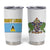Saint Lucia Modern Tribal Crest Design Tumbler Cup with Flag Colors and Bold Text Layout - Wonder Print Shop