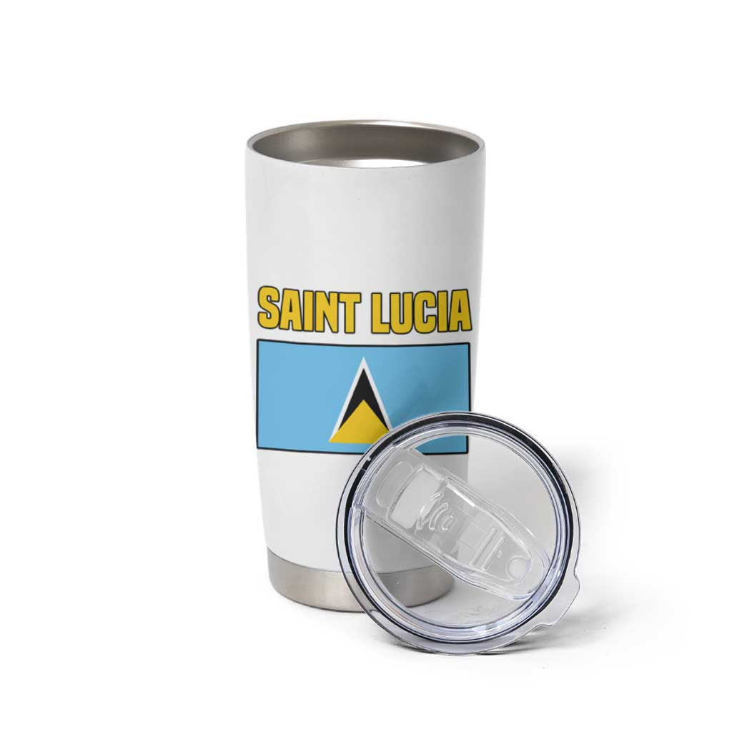 Saint Lucia Modern Tribal Crest Design Tumbler Cup with Flag Colors and Bold Text Layout - Wonder Print Shop