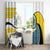Saint Lucia Modern Tribal Crest Design Window Curtain with Flag Colors and Bold Text Layout - Wonder Print Shop
