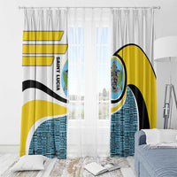 Saint Lucia Modern Tribal Crest Design Window Curtain with Flag Colors and Bold Text Layout - Wonder Print Shop