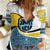 Saint Lucia Modern Tribal Crest Design Women Casual Shirt with Flag Colors and Bold Text Layout - Wonder Print Shop