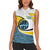 Saint Lucia Modern Tribal Crest Design Women Sleeveless Polo Shirt with Flag Colors and Bold Text Layout - Wonder Print Shop