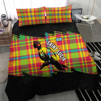 Saint Lucia Parrot Bedding Set with Madras Pattern and Cultural Black Motif Design - Wonder Print Shop