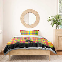 Saint Lucia Parrot Bedding Set with Madras Pattern and Cultural Black Motif Design - Wonder Print Shop