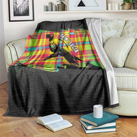 Saint Lucia Parrot Blanket with Madras Pattern and Cultural Black Motif Design - Wonder Print Shop