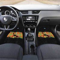 Saint Lucia Parrot Car Mats with Madras Pattern and Cultural Black Motif Design - Wonder Print Shop