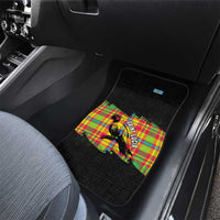 Saint Lucia Parrot Car Mats with Madras Pattern and Cultural Black Motif Design - Wonder Print Shop