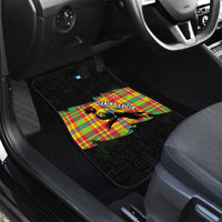 Saint Lucia Parrot Car Mats with Madras Pattern and Cultural Black Motif Design - Wonder Print Shop