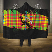 Saint Lucia Parrot Hooded Blanket with Madras Pattern and Cultural Black Motif Design - Wonder Print Shop