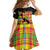 Saint Lucia Parrot Kid Short Sleeve Dress with Madras Pattern and Cultural Black Motif Design - Wonder Print Shop