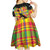 Saint Lucia Parrot Kid Short Sleeve Dress with Madras Pattern and Cultural Black Motif Design - Wonder Print Shop