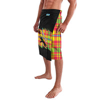 Saint Lucia Parrot Lavalava with Madras Pattern and Cultural Black Motif Design - Wonder Print Shop