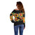 Saint Lucia Parrot Off Shoulder Sweater with Madras Pattern and Cultural Black Motif Design - Wonder Print Shop