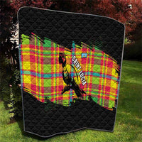 Saint Lucia Parrot Quilt with Madras Pattern and Cultural Black Motif Design - Wonder Print Shop