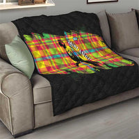 Saint Lucia Parrot Quilt with Madras Pattern and Cultural Black Motif Design - Wonder Print Shop